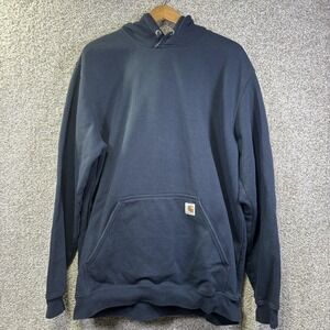 Carhartt Hoodie Mens XLT Blue Loose Fit Pullover Kangaroo Pocket Sweatshirt K121